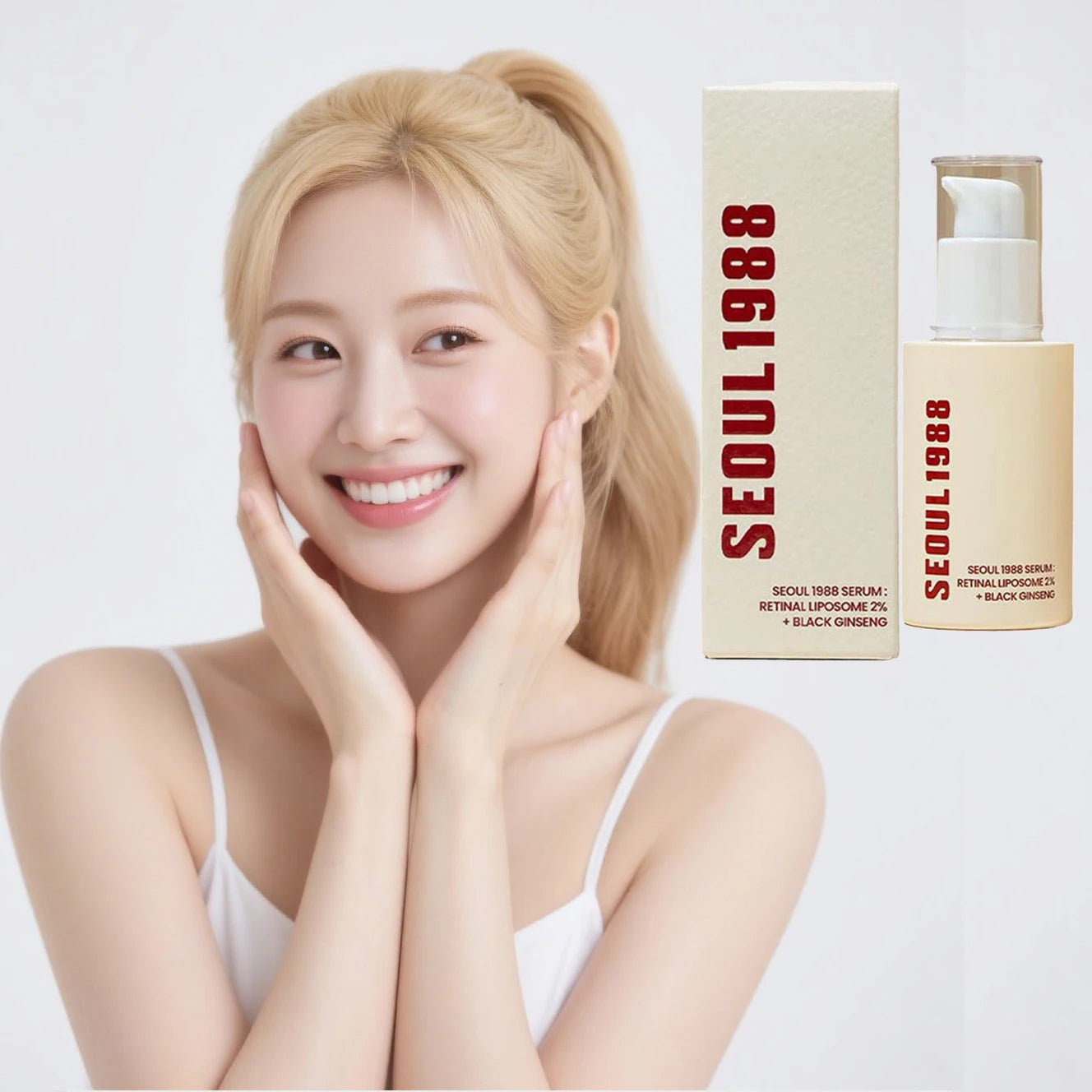 Korean Skincare Ginseng Facial Essence Seoul 1988 – Black Ginseng Extract Glow Face Serum with Retinol Liposome & Bakuchiol (30ml)